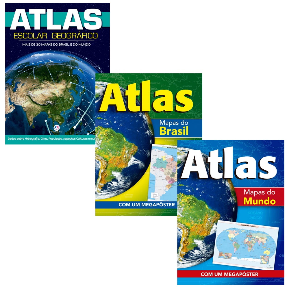 Kit Livros Atlas - Geográfico Brasil e Mundo