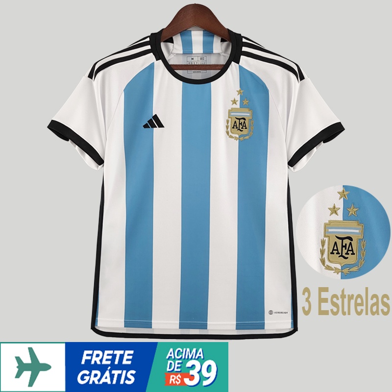 Entrega De 24 Horas Camisa Argentina 2022 Homem 3 Estrelas Messi De Maior Qualidade Personalizada