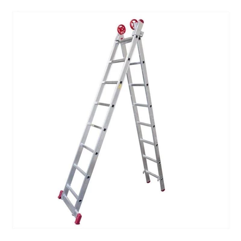 Escada Extensiva de Alumínio 8 x 2 Degraus 2,40 x 3,88 Metros ESC0617 BOTAFOGO