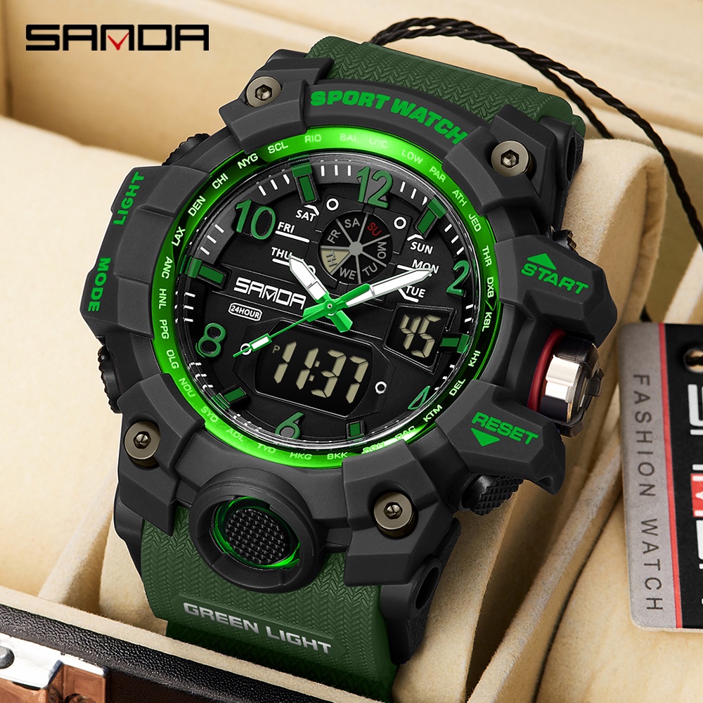 2023 Relógios Masculinos De Marca Luxuosa SANDA 50M Relógio Militar Esportivo Impermeável De Pulso Digital De Quartzo Para Relogio Masculino 3169