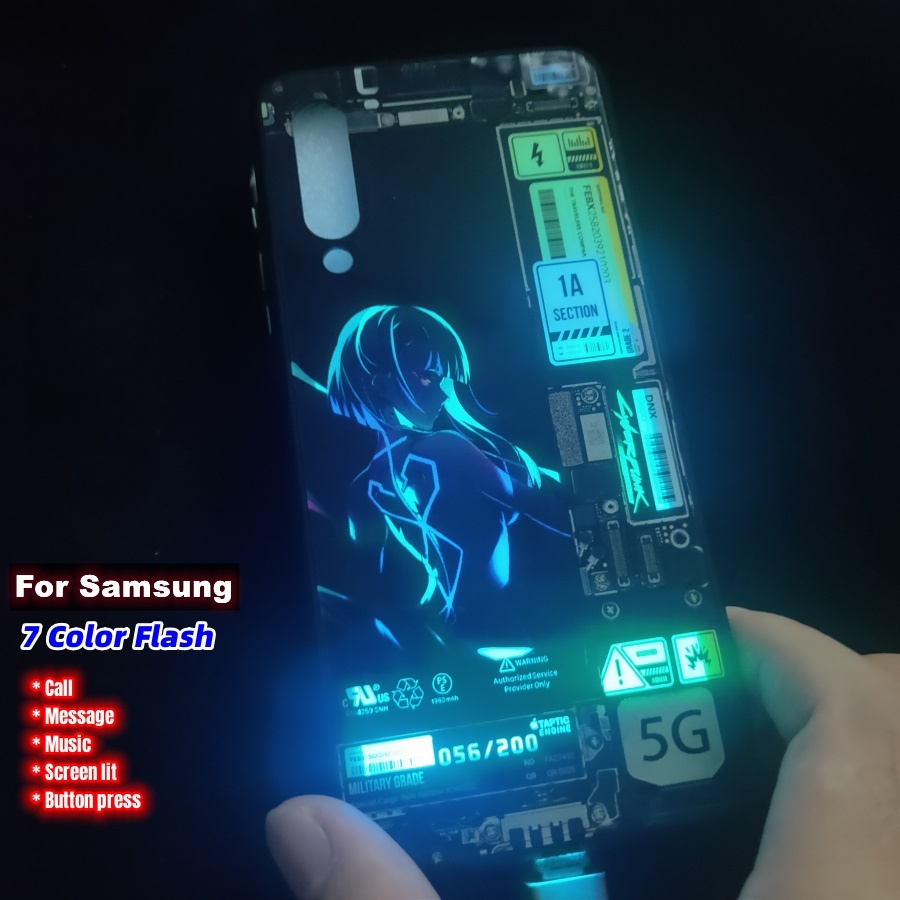 Capa Flash Para Samsung S22 S21 S20 Ultra FE Plus A52 A13 A72 A73 Nota 20 10 Lite 8 9 LED De Anime