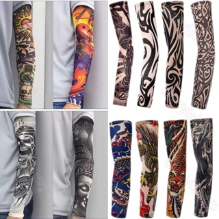 Mangas De Braço Anti-UV De Meia De Poeira De Pesca De Seda Fria Motocicleta Homens Unisex Tattoo Sleeve 1 Par (2PCS) em Oferta na Shopee