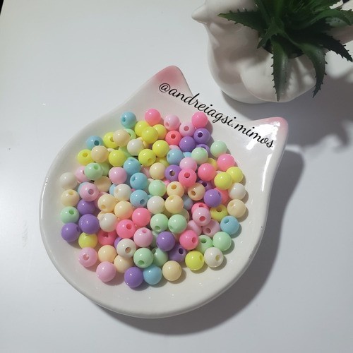 100gr aprox. 380 Miçangas Bolinhas Pulseiras Coloridas Infant- Tom Pastel
