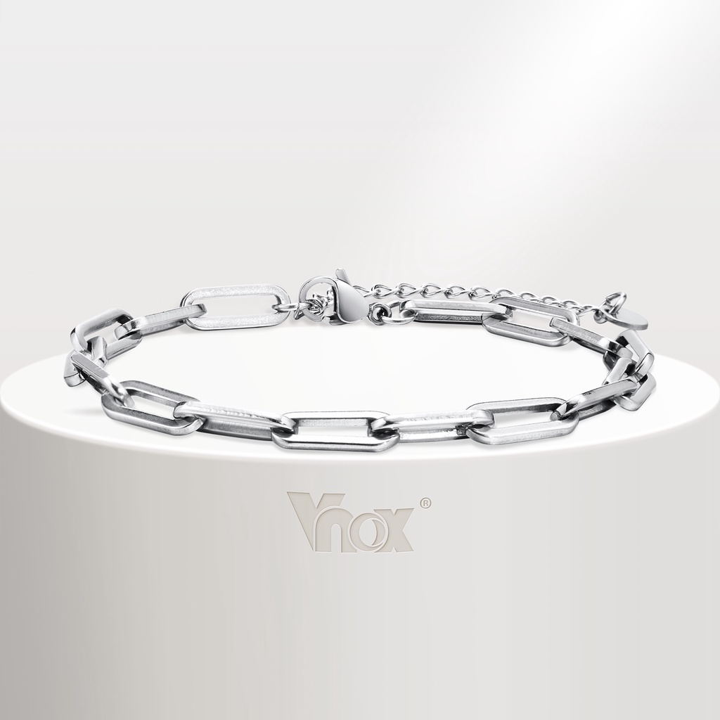 Pulseira De Corrente De 5mm De Moda Vnox Para Homens , Elos Retangular Casual Elegante , Jóias Ajustável