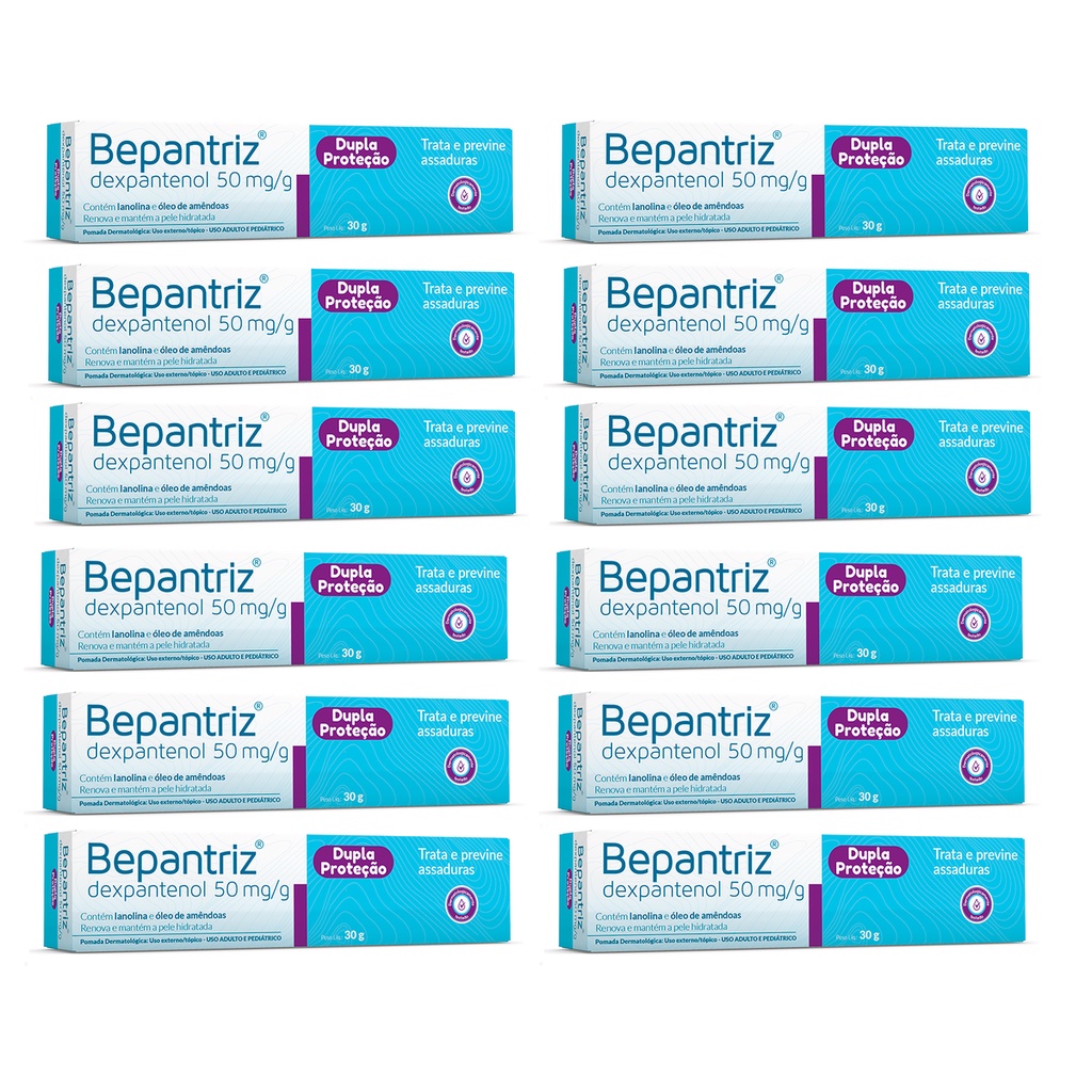 Kit 12x Pomada Bepantriz 30g - Assaduras, Tatuagens