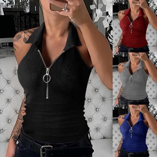 Primavera Verão Casual Cor Sólida Faixa Sem Mangas Colete Feminino Camiseta Plus Size Roupas Femininas