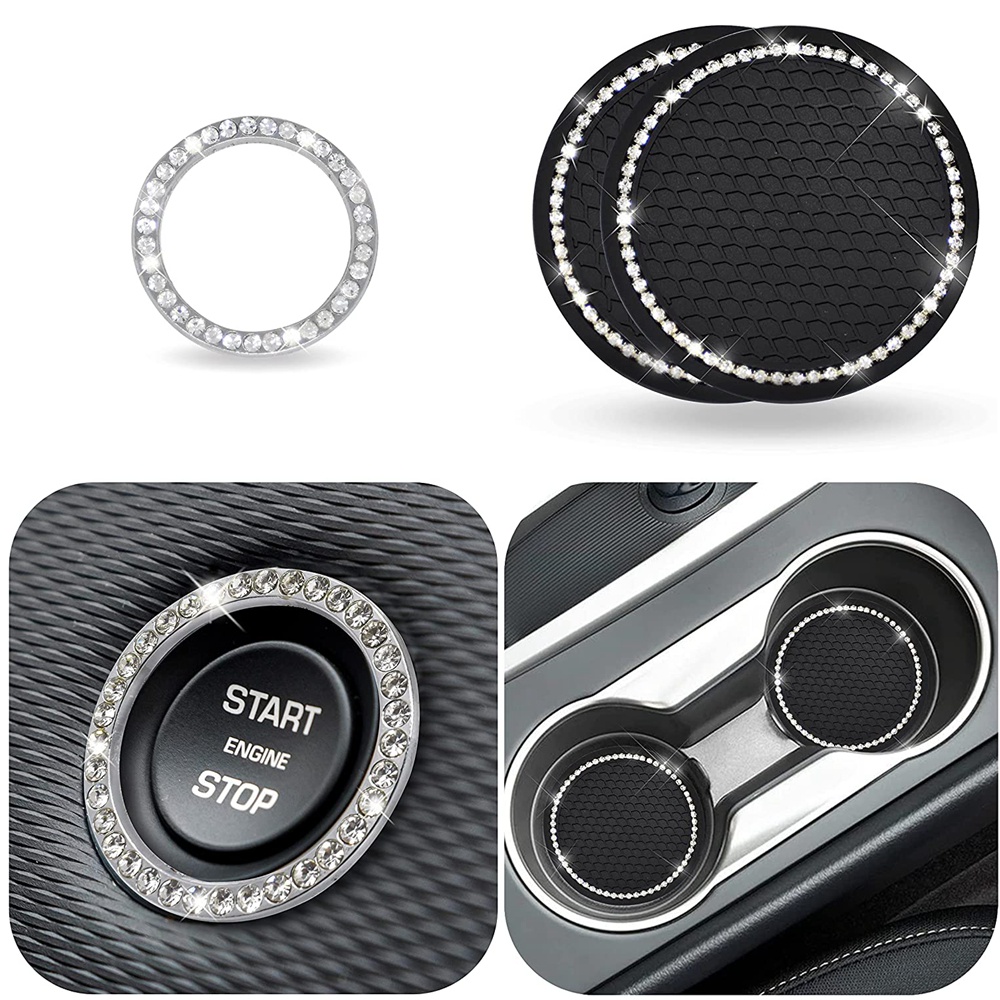 Bases Para Copos Bling , Botão De Partida Carro , Acessórios Carros , Fatos De Cristal Exclusivos A Maioria Dos Caminhões E RVs