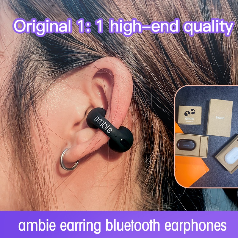 Ambie Mesmo Estilo Osso Condução Brinco Verdadeiro Sem Fio Bluetooth Fone De Ouvido Clipe TWS Esportes Fones Para Celular