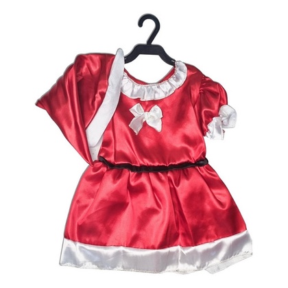Fantasia Vestido Infantil Mamae Noel Menina Gorro Fita Natal