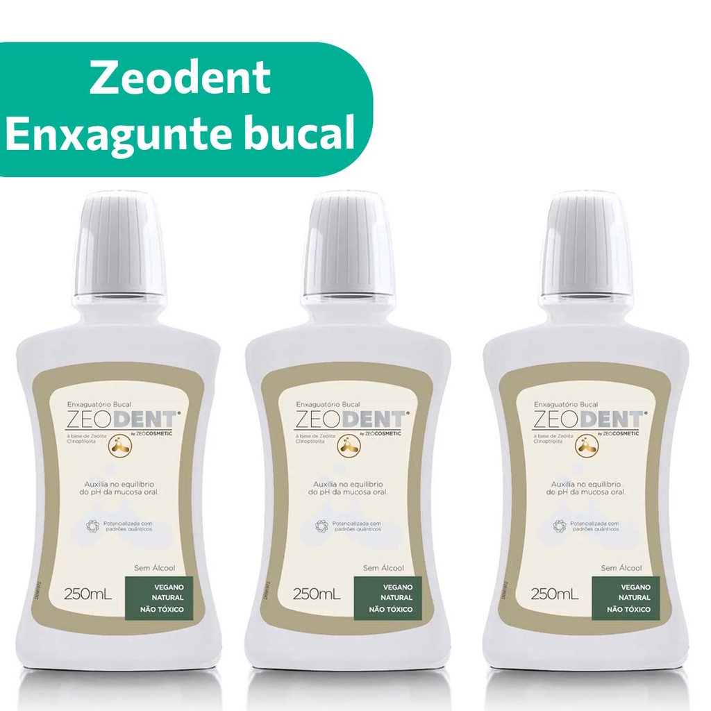 3 Zeodent Enxaguante Bucal Base Zeólita Clinoptilolita 250ml