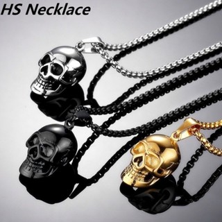 HS Colar/Novo De Aço Inoxidável Personalidade Caveira Retro Estilo Punk Titânio Masculino