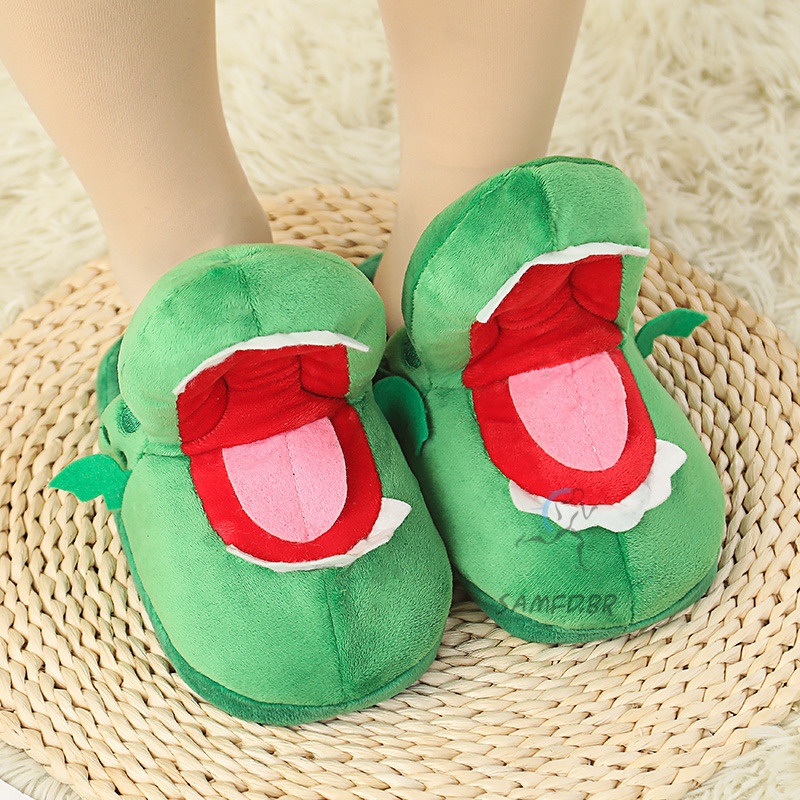 Chinelos De Pelúcia Femininos Crocodilos Com Boca Aberta Algodão Um Moving Plush Slippers Úteis Em Forma De Mulheres , Inverno — imagem 2 de 2