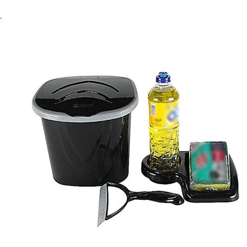 Kit Pia Rodo Porta Detergente Esponja Organizador Lixeira 3l