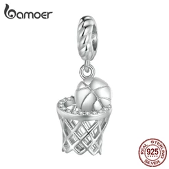 Bamoer 925 Prata Basquetebol Pingente De Bijuteria Para Pulseira E Colar