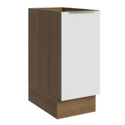 Balcão Madesa Lux 35 cm 1 Porta (Sem Tampo) - Rustic/Branco Veludo