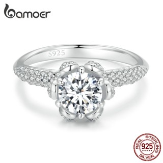Bamoer Prata 925 Anel De Casamento Clássico De Luxo Moissanite Jóias De Moda Para Casais