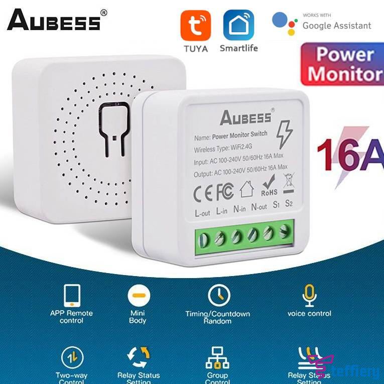 Interruptor 16a Mini Tuya Aubess Wi-fi Inteligente Com Alexa/google Para Home/Controle de voz TEFFIERY