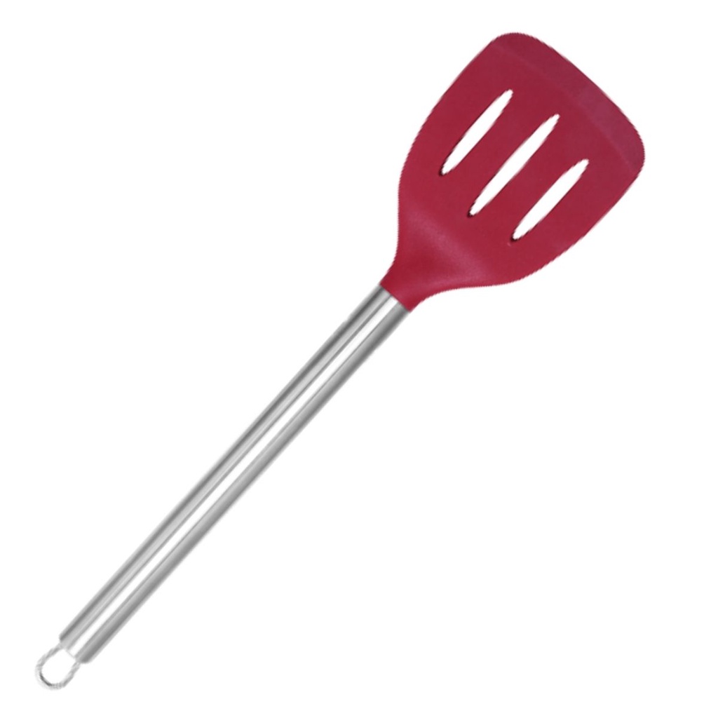Espatula Silicone Vermelha Cabo Inox Omelete Tapioca Cozinha
