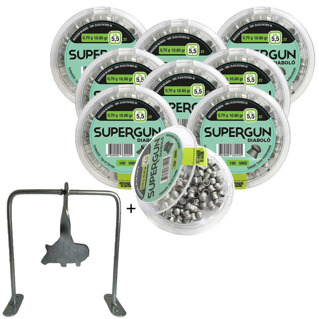 9 Chumbinhos Supergun 5.5mm 900 Unidades – Technogun + Alvo Javali em Oferta na Shopee