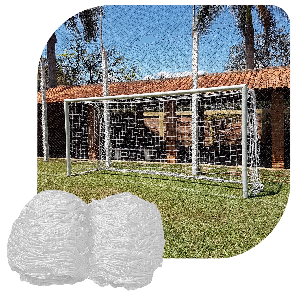 Par Rede Trave de Gol Futebol de Campo Fio 4 Tipo Véu Seda