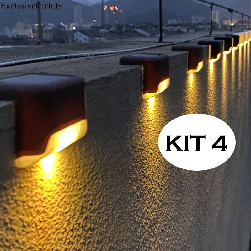 KIT 4 Luminária De Parede LED À Prova D'água Com Energia Solar Para Decoração Externa De Jardim/Emergência/Rua