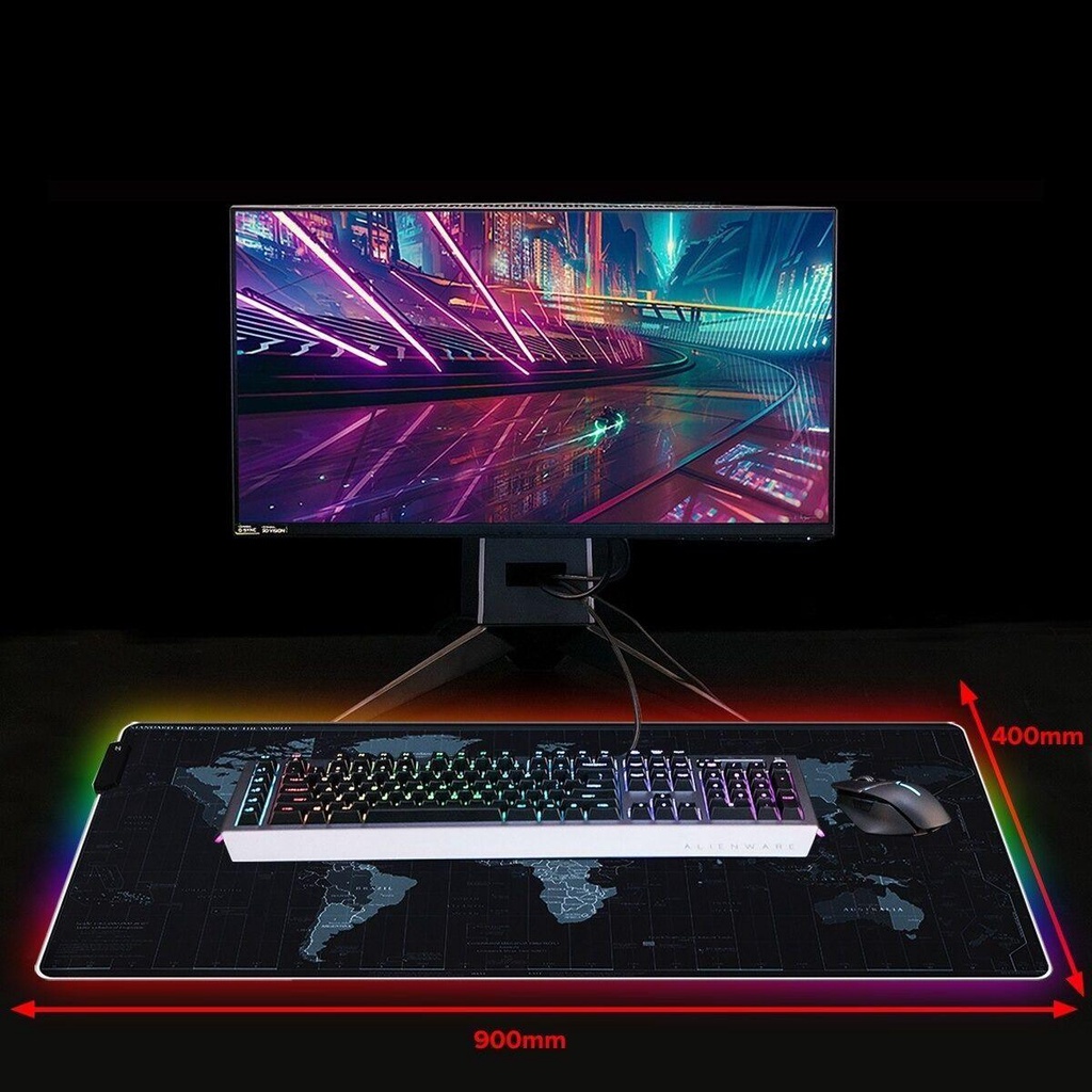 Mouse pad Gamer mapa mundi Luz Rgb Grande Speed Mapa Mundi 80x30