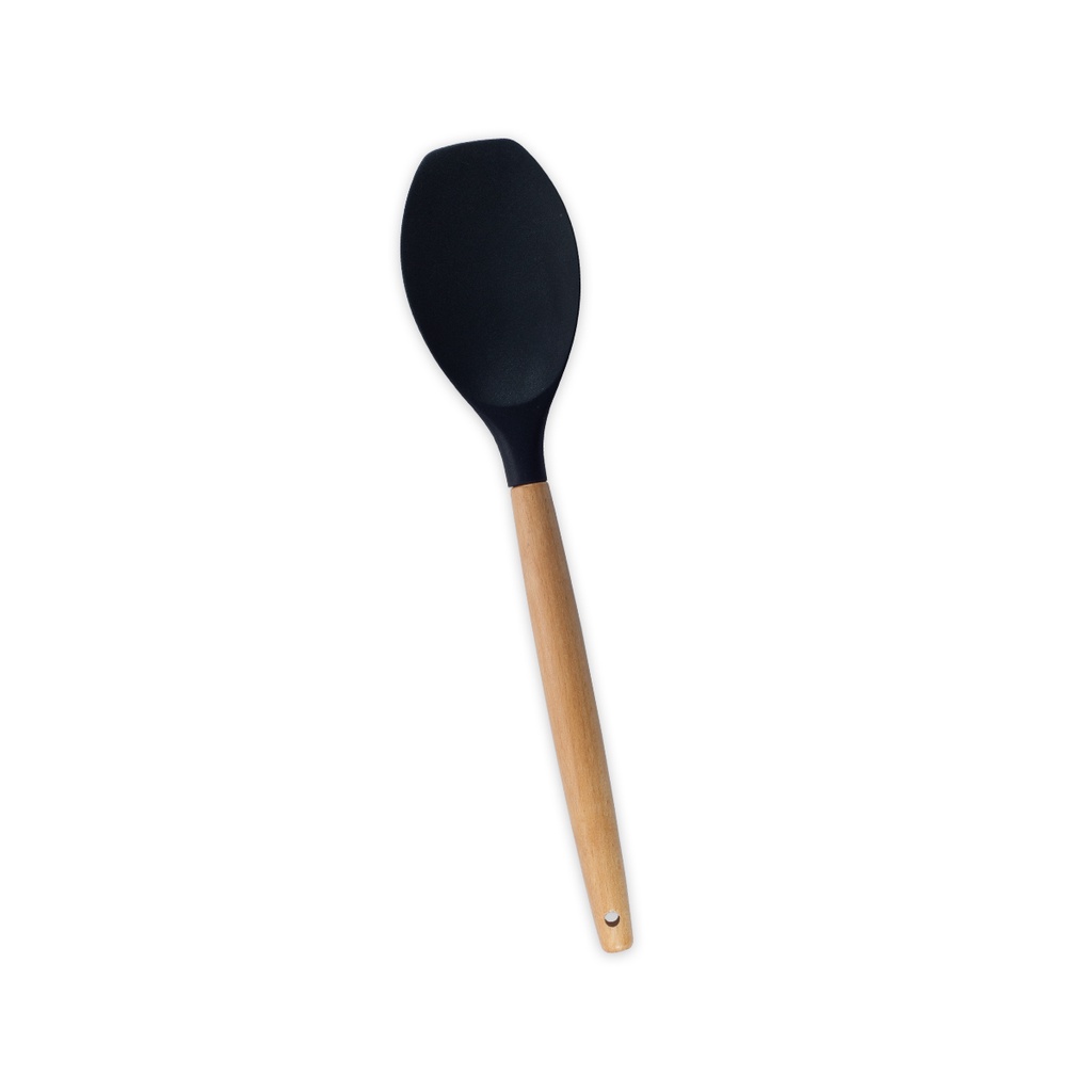 ESPÁTULA REDONDA DE SILICONE COM CABO DE MADEIRA - OIKOS - Home & Living