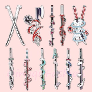 Caçador De Demônios Alfinetes De Esmalte Anime Espada Japonesa Broche De Metal Crachás Lapela Para Mulheres Homens Mochila Acessórios Presente Fãs Jóias