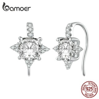 Bamoer 925 Ganchos De Orelha Brilhantes De Prata Joalheria Da Moda Para Mulheres