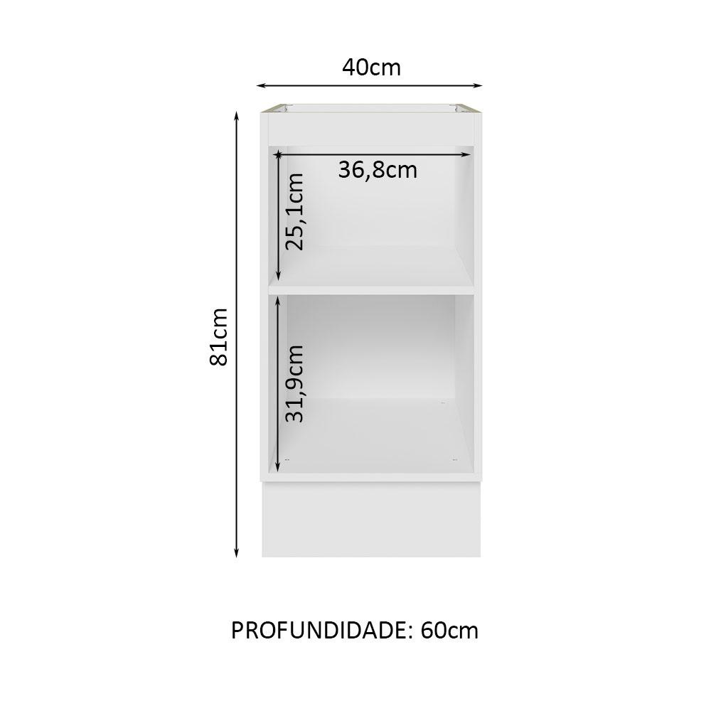 Detalhes do Balcão Madesa Lux 40 cm 1 Porta (Sem Tampo) - Branco/Branco Veludo