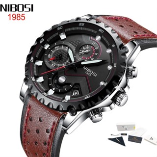 Wristwatch Mens NIBOSI 2020 Luxury Sports Watch Men Fashion Leather Watches with Calendar for Men Black Male Clock