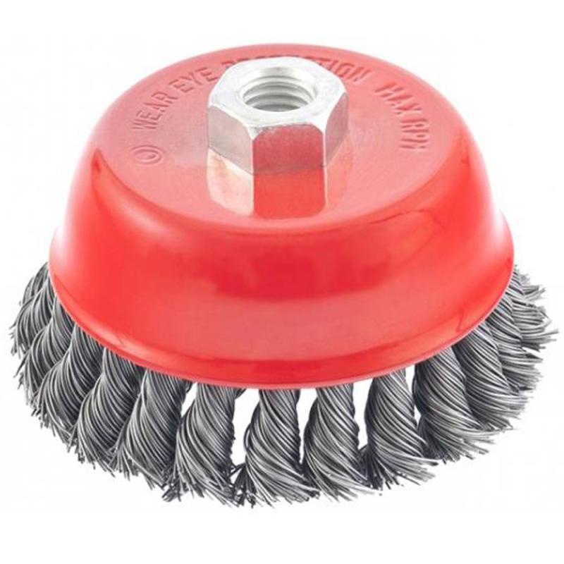 Escova de Aço Carbono Tipo Copo Torcida 100 MM Rosca M14 MTX em Oferta na Shopee