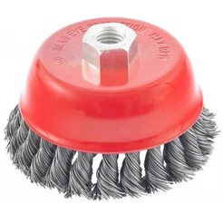Escova de Aço Carbono Tipo Copo Torcida 100 MM Rosca M14 MTX
