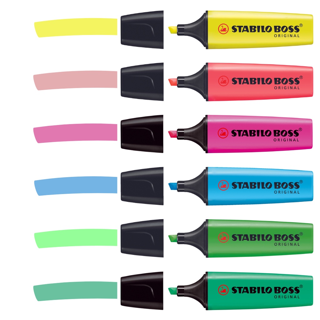 KIT 6 MARCADORES STABILO BOSS - NEON -ESCURO | Shopee Brasil