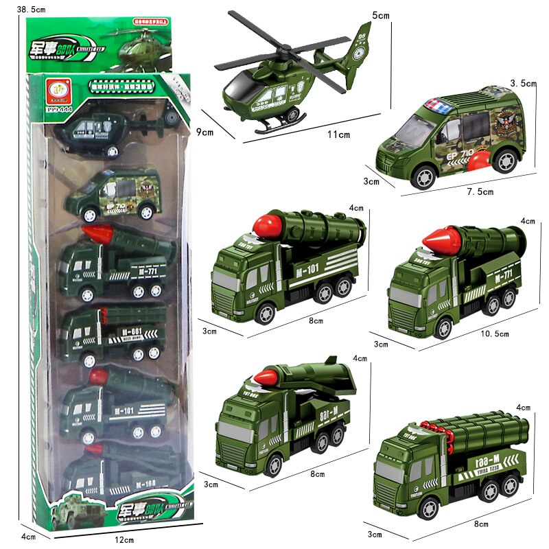Conjunto Carrinho de Brinquedo Fricção Militar Tanque Helicoptero Caminhão Crianças Meninos