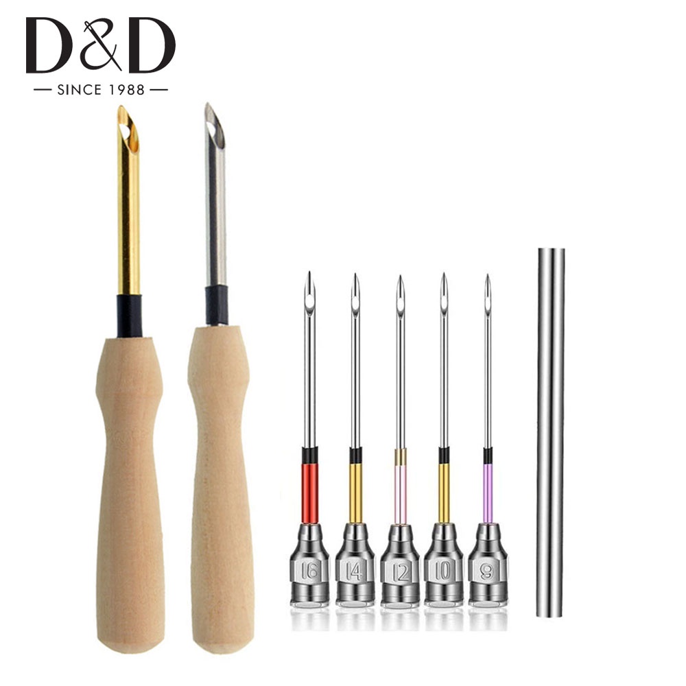 Kits De Bordado Agulhas De Tricotar Punção Fio De Madeira Crochê Caneta De Costura Artesanal Applique Acessórios em Oferta na Shopee