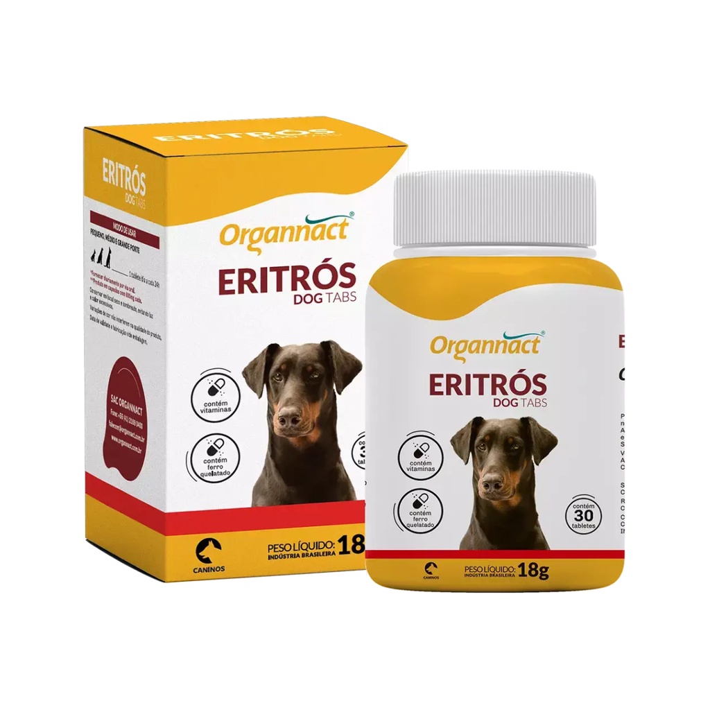 Eritros Dog Tabs 30 Tabletes Organnact Vitamina Anemia Ferro em Oferta na Shopee