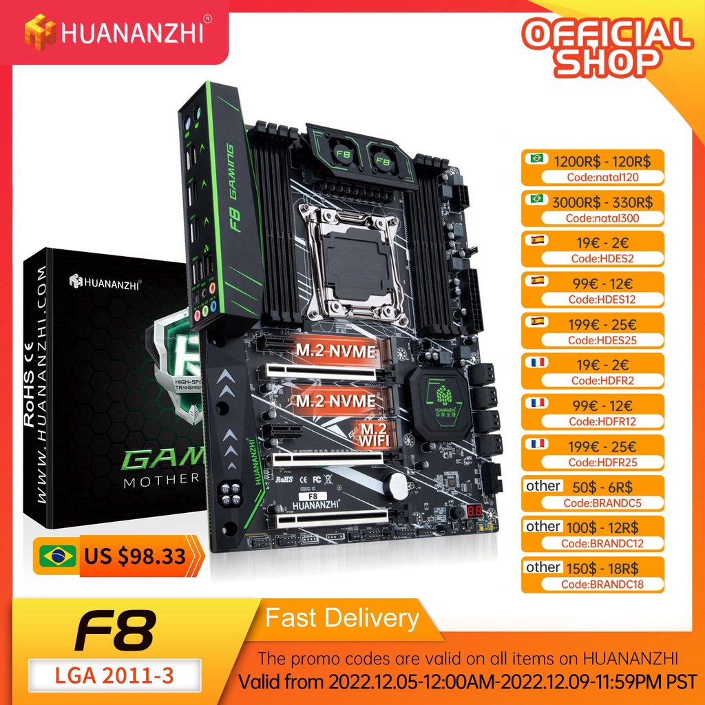Huananzhi f8 lga 2011-3 Placa-Mãe intel xeon e5 LGA2011 Todas As Séries ...