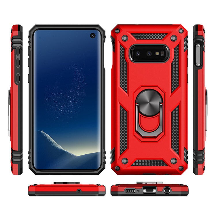 Para Samsung Galaxy S10E Caixa telefônica, Anel rotativo 360, Caixa protetora de armadura resistente a choques, Suporte telefônico, Suporte telefônico para carro