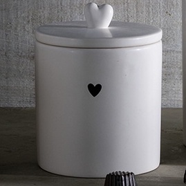 Potiche Decorativo de Cerâmica Heart Branco 12 cm Lyor