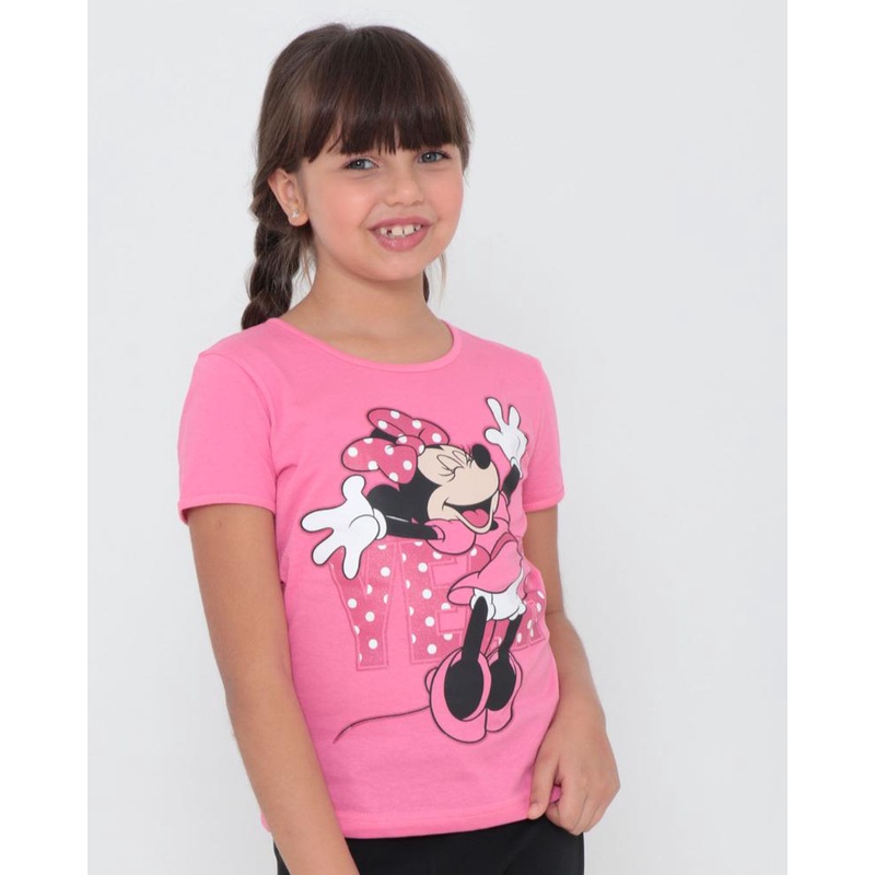 Blusa Infantil Estampa Minnie Disney Rosa