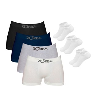 Kit 5 Cuecas Boxer Algodão + 3 Pares de Meias M1 C CURTO