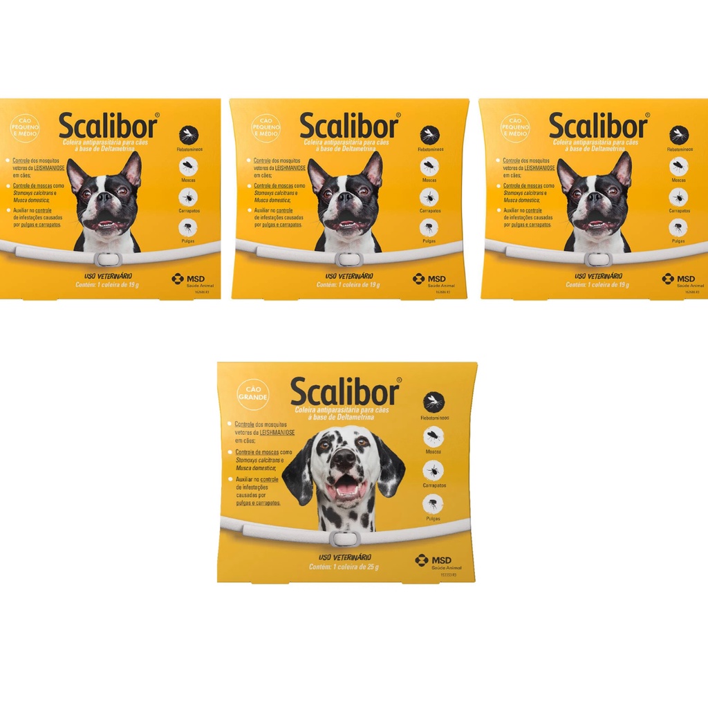3 Coleira Scalibor P 48cm 1 Coleira Scalibor G 65cm Cães MSD em Oferta na Shopee