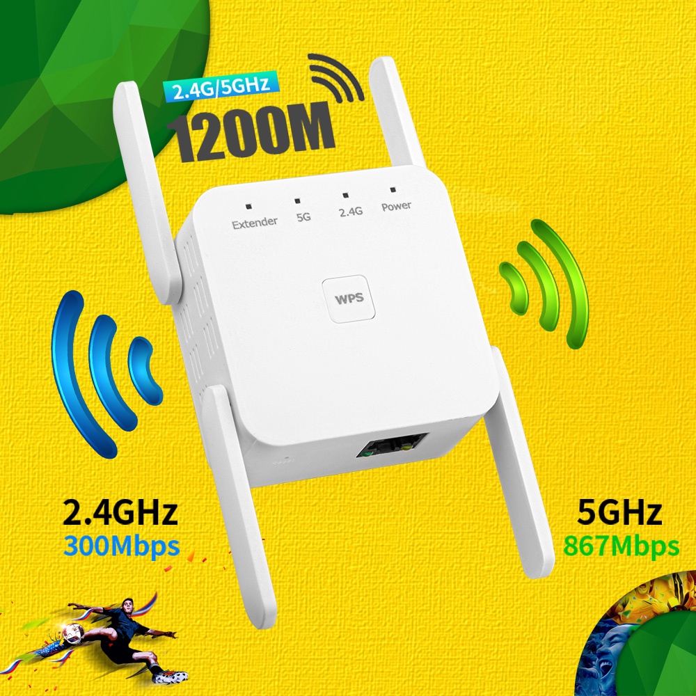 5Ghz WiFi Repeater Extender Wireless Booster Amplificador 2.4G 1200Mbps Receptor De Sinal De Longo Alcance Wi-Fi Repiter