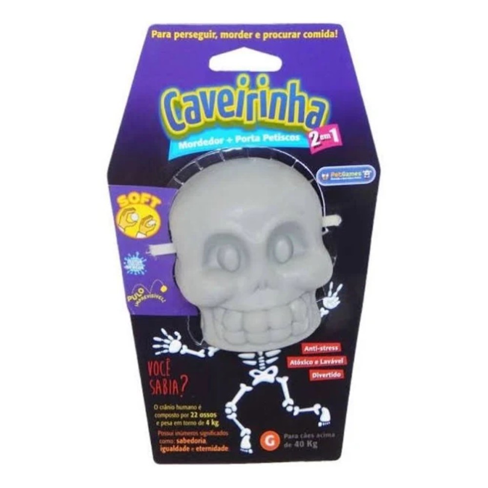 Brinquedo Recheável Caveirinha Soft Pet Games Cães Médio - Cinza