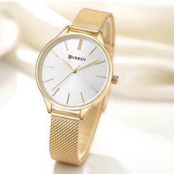 Relógios Femininos CURREN Marca Original Moda Casual Design Simples Mostrador Fino Esportes Analógico Quartzo À Prova D'