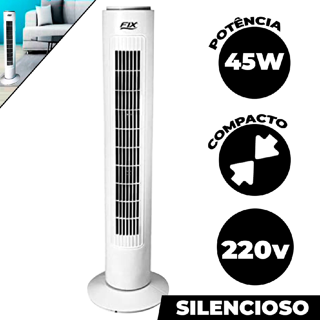 Ventilador de Coluna Silencioso Torre Potente 220v Branco | Shopee Brasil