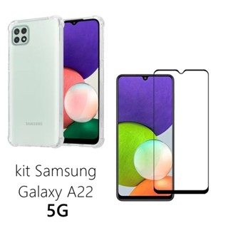 Capa Capinha Case Anti impacto +  Pelicula Vidro 3D 9D Compativel Galaxy A22 5G Proteção Tela Celular A 22 5G