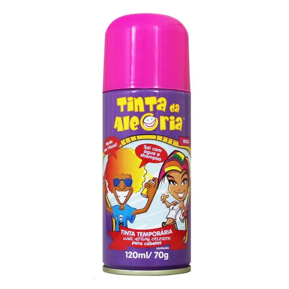 Tinta Spray Da Alegria Cabelo Barba Lavável Rosa 120ml