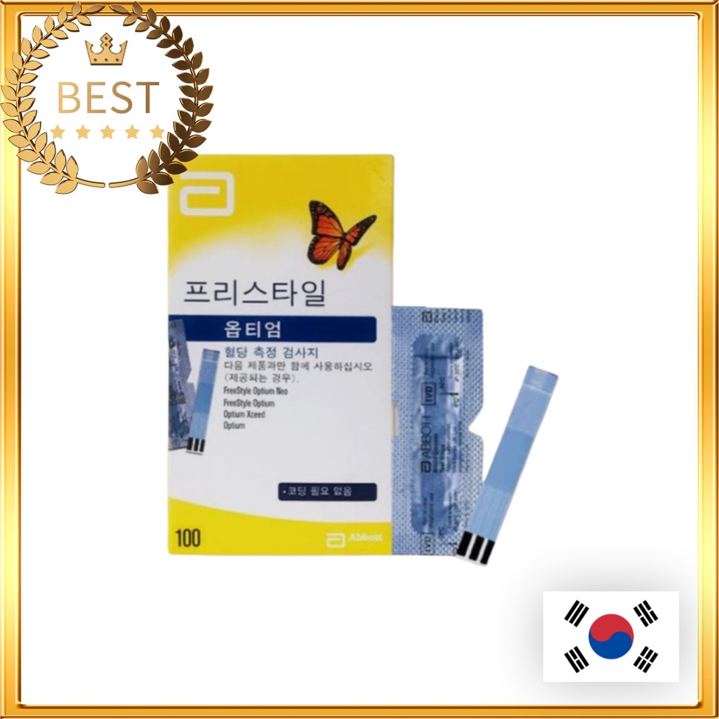[Abbott] FreeStyle Optium Blood Glucose Test Strips 100ea│Free style Blood Glucose Tester Monitors Meter Paper 100Sheets│Tiras De Teste De Glicose No Sangue